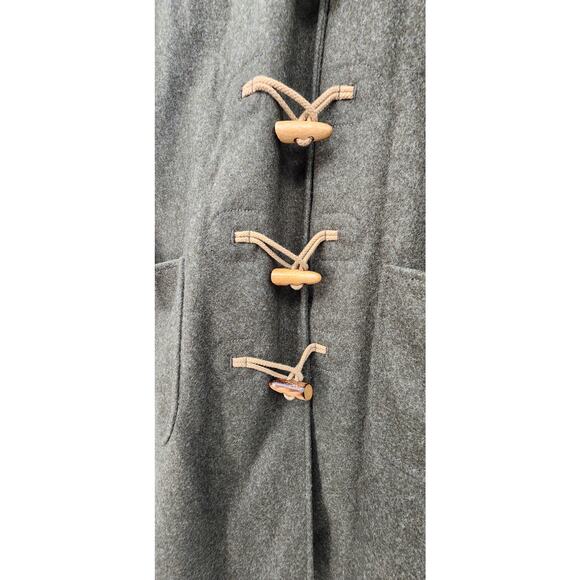 Vintage J Crew Wool Toggle Button Fur Trim Jacket Est Size Medium Large Green - Picture 5 of 11